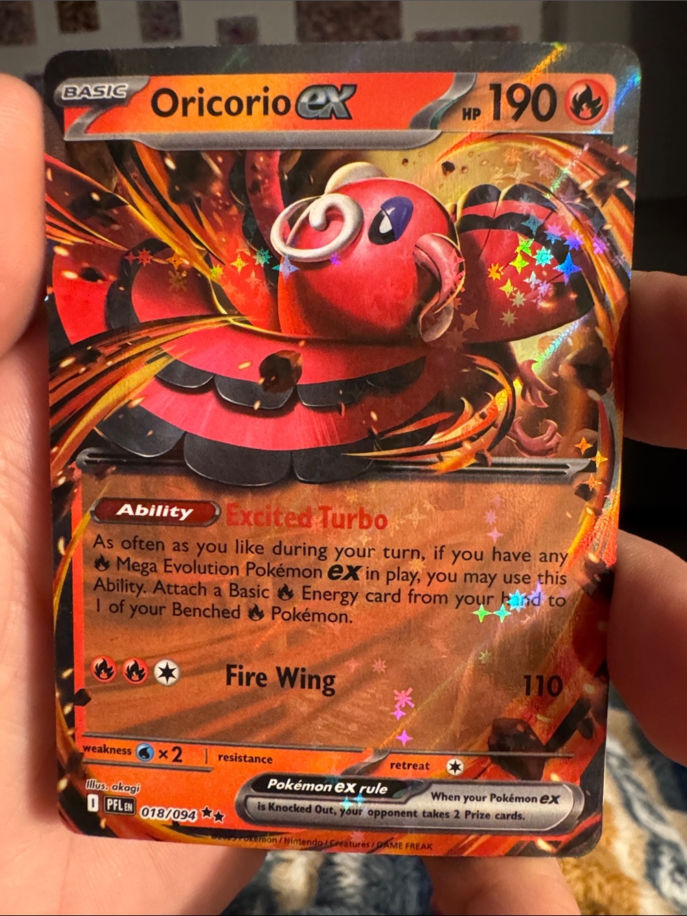🔥✨ Oricorio ex 018/094 Holo Pokémon Card Near Mint
